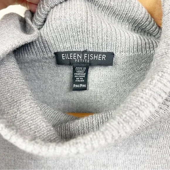 EILEEN FISHER MERINO WOOL ASYMMETRIC COWL NECK SOFT SWEATER SIZE PM - Picture 2 of 6